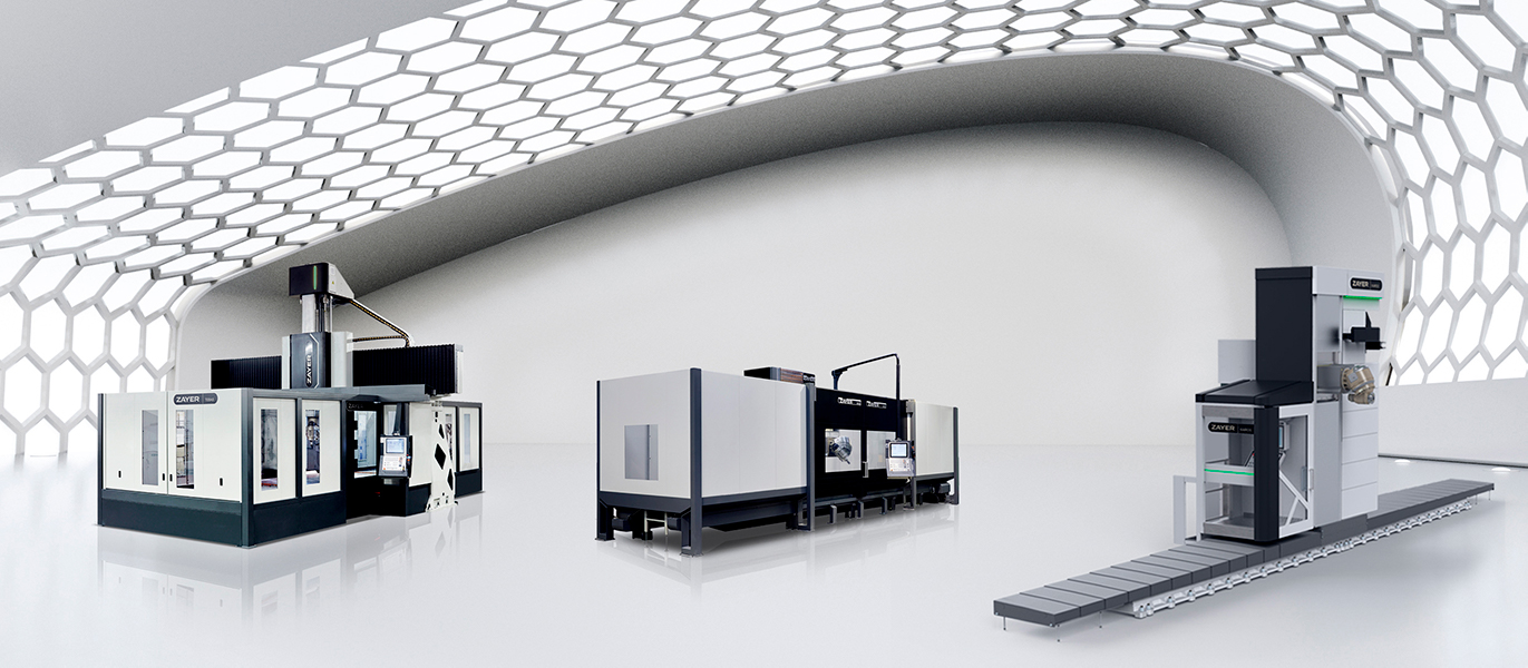Moderne CNC-Fräsmaschinen von Zayer EMC in einer sauberen Werkshalle.